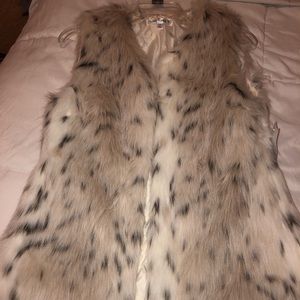 Faux fur snow leopard vest